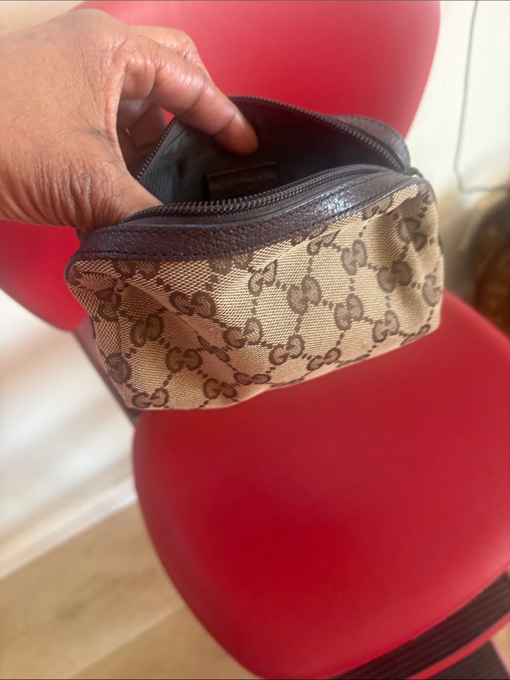 Gucci Brown and Tan GG Canvas Pouch